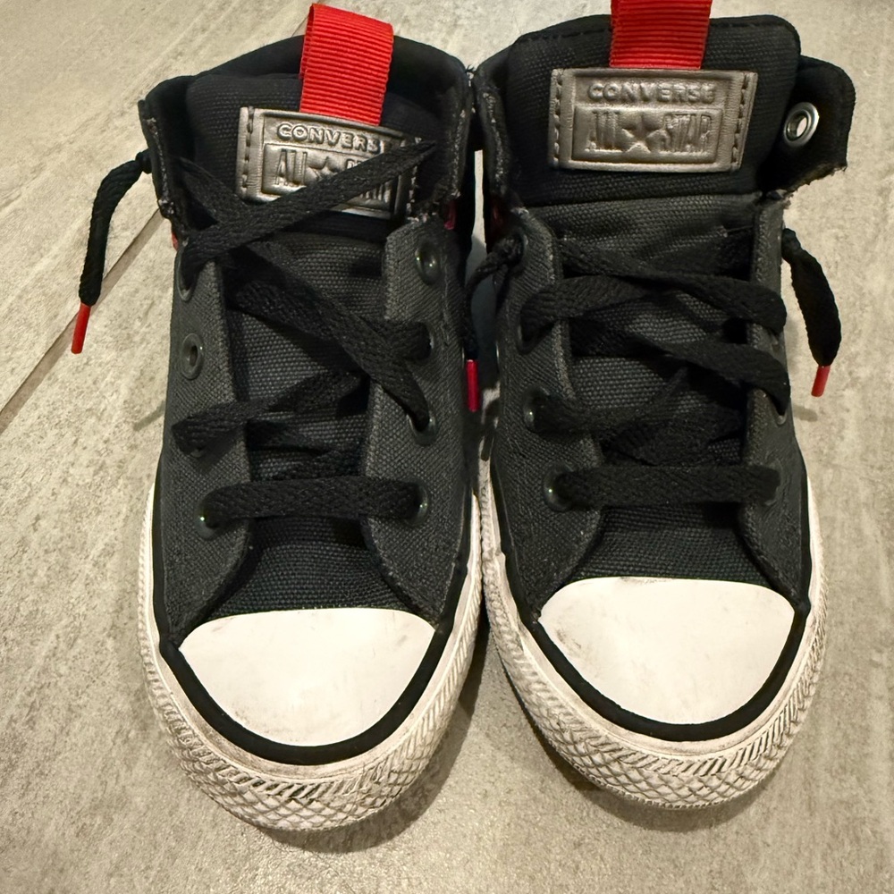 Converse Kids Black and Red High-Top Sneakers